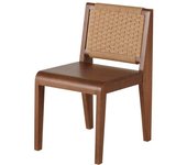 Maisons du Monde Silla marrón de madera de hevea y asiento trenzado