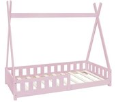 ML-Design Cama infantil tipi anticaída 160x80 cm madera pino rosa casita