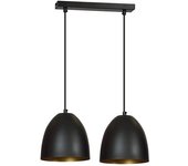 Wonderlamp Regleta de techo 2 luces con pantalla en cúpula negro y dorado