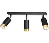 Wonderlamp Regleta elegante con 3 focos de luz orientables negro y dorado