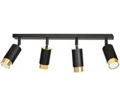 Wonderlamp Regleta elegante con 4 focos de luz orientables negro y dorado