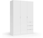 HOMN Armario ropero 3 puertas y 3 cajones color blanco, 135 cm ancho