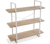 Versa Home Estantería 3 baldas en aglomerado efecto madera y metal blanco