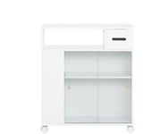 SoBuy Estantería estrecha carrito con 2 puertas para baño mdf blanco