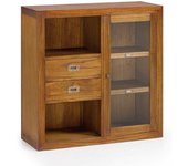 MOYCOR Vitrina puerta cristal y 2 cajones de madera marrón anch. 90 cm