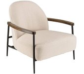 MACABANE Sillón de tejido crudo rizado, estructura de metal, reposabrazos