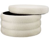 Tectake Puf tapizado de bouclé con almacenaje, redondo, 67 x 42 cm, crema
