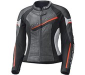 Held Debbie II Chaqueta de cuero perforada para moto de mujer - Negro Blanco Rojo (42)