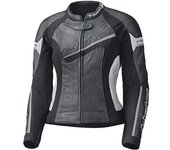 Held Debbie II Chaqueta de cuero perforada para moto de mujer - Negro Blanco (L)