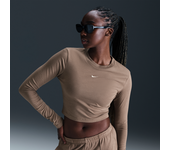 Nike Sportswear Chill Knit Camiseta corta de manga larga y ajuste entallado - Mujer - Marrón (XL (EU 48-50))