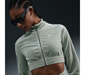 Nike Sportswear Collection Camiseta corta de velvetón con cremallera completa - Mujer - Verde (S (EU 36-38))