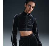 Nike Sportswear Collection Camiseta corta de velvetón con cremallera completa - Mujer - Negro (S (EU 36-38))