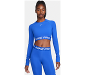 Nike Pro Parte de arriba corta de manga larga Dri-FIT - Mujer - Azul (XXL (EU 52-54))