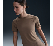 Nike Zenvy Rib Camiseta de manga corta Dri-FIT - Mujer - Marrón (M (EU 40-42))