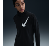 Nike Swoosh Capa intermedia de running Dri-FIT con cremallera de 1/2 - Mujer - Negro (L (EU 44-46))