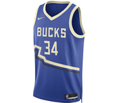 Giannis Antetokounmpo Milwaukee Bucks 2024/25 City Edition Camiseta Swingman Dri-FIT Nike de la NBA - Hombre - Azul (XL)
