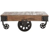Maisons du Monde Mesa baja industrial con ruedas de mango macizo y metal An. 130 cm