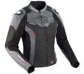 Bering Snap Chaqueta de cuero / textil para mujer - Negro Gris (46)