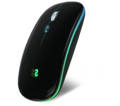 Subblim LED Dual Flat Mouse Ratón Óptico Inalámbrico RGB 1600DPI Negro