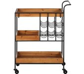 Maisons du Monde Carrito de servicio de madera de abeto y ruedas de plástico