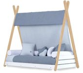 Alondra Cama cabaña montessori madera 70x140 cm con colchón y textil alba blu