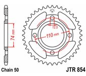 JT SPROCKETS Corona de acero estándar 854 - 530 -