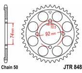 JT SPROCKETS Corona de acero estándar 848 - 530 -
