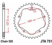 JT SPROCKETS Piñón trasero de acero estándar 751 - 520 - requiere un soporte de piñón trasero -