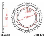 JT SPROCKETS Corona de acero estándar 479 - 530 -