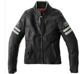 Spidi Vintage Chaqueta de cuero de la motocicleta de las señoras - Negro Gris (42)