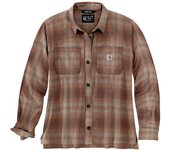 Carhartt Midweight Flannel Camisa de dama - Blanco Marrón