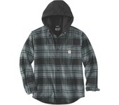 Carhartt Flannel Fleece Lined Hooded Camisa - Gris