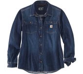Carhartt Midweight Denim Camisa de dama - Azul (XS)