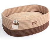 All For Paws Cama ovalada en marrón y blanco para gatos