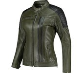 Rusty Stitches Alice Chaqueta de cuero de moto para mujer - Negro Verde (40)