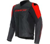 Dainese Racing 5 Chaqueta de cuero para moto perforada - Negro Rojo (46)