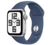 Apple Watch SE GPS 40mm Caja de Aluminio Plata con Correa Deportiva Azul Denim M/L