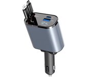 Cargador de Coche Klack 4 en 1 120W Retráctil USB Tipo-C/Lightning Power Delivery