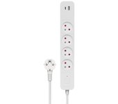 Regleta Savio LZ-11 4 tomas tipo E 2 USB (A+C) 1.5m protección sobretensiones blanco