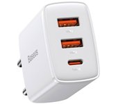 Cargador compacto Baseus CCXJ-E02 20W USB-C/USB-A carga rápida QC 3.0/PD 3.0 Blanco