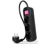 Nanocable Regleta de Enchufes con 3 Tomas Tipo F con Interruptor 1.4m Negro