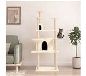 vidaXL Rascador Para Gatos Con Postes De Sisal Crema 166 Cm