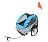 vidaXL Remolque De Bicicleta Para Niños Gris Y Azul 30 Kg