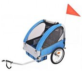 vidaXL Remolque De Bicicleta Para Niños Gris Y Azul 30 Kg