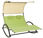 vidaXL Tumbona Doble Con Toldo Textilene Color Crema Y Verde