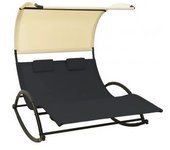 vidaXL Tumbona Doble Con Toldo Textilene Color Crema Y Negro