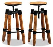 vidaXL Taburetes De Cocina 2 Unidades Madera Maciza De Mango