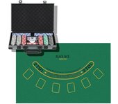 SPORTNOW Set de Póker con 400 Fichas 2 Barajas de Cartas Dados Tapete y Botón de Crupier Set de Casino Texas Hold'em con Maletín