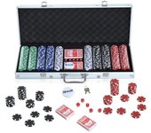 Homcom Set Poker Profesional 500 Fichas Maletín Aluminio 5 Dados 2 Barajas Cartas Juego Casino 55,5x22x6,5cm Multicolor   Aosom España