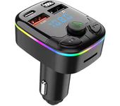 Cargador de coche Bluetooth 5.0 Transmisor FM PD Tipo-C Doble USB Reproductor ambiental MP3 Cargador Tipo-C Inalámbrico